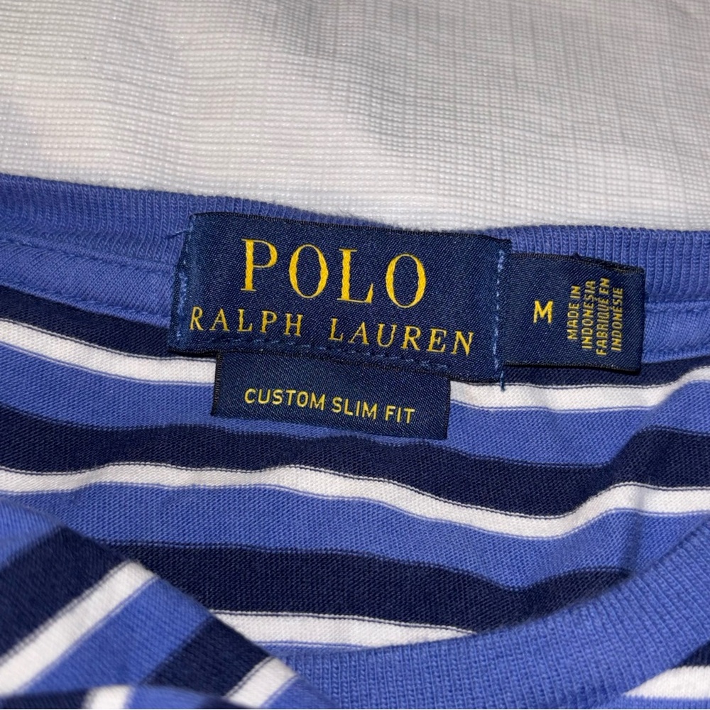 Polo Ralph Lauren Vintage Blue Label Mens Sz.M Pullover T Shirt Y2K Style EUC - Picture 3 of 9